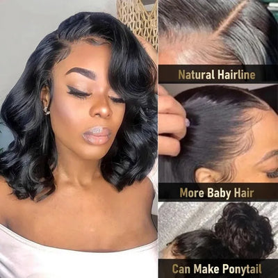12A Grade Body Wave Bob Wigs 10inch 13x6 Human Hair