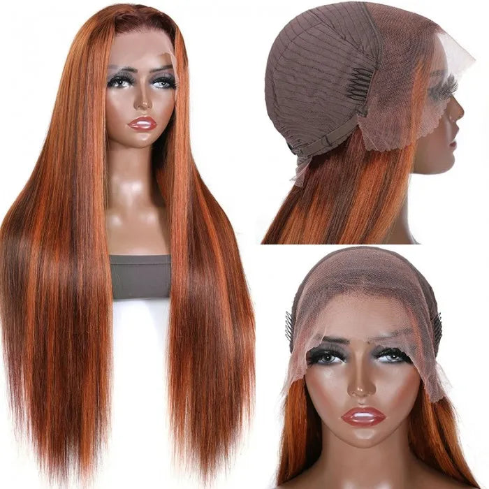 Mix Color Straight 13x4 Lace Front Human Hair Wig for Women 150% Density