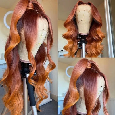 Mix Color Straight 13x4 Lace Front Human Hair Wig for Women 150% Density