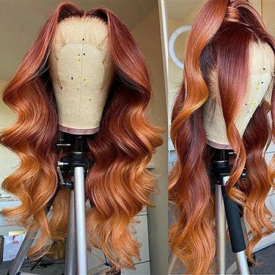 Mix Color Straight 13x4 Lace Front Human Hair Wig for Women 150% Density