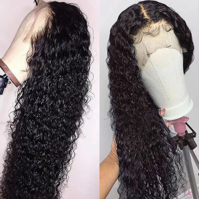 Lace Frontal Natural Pre-plucked Long Curly Wig 100% Human Hair