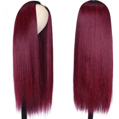 1B 99J Burgundy Ombre Human Hair Straight New U Part Wig