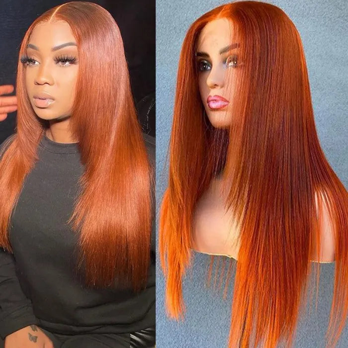 Urnt Orange 13x4 Lace Front Wig With Butterfly Wolf Layered Cut