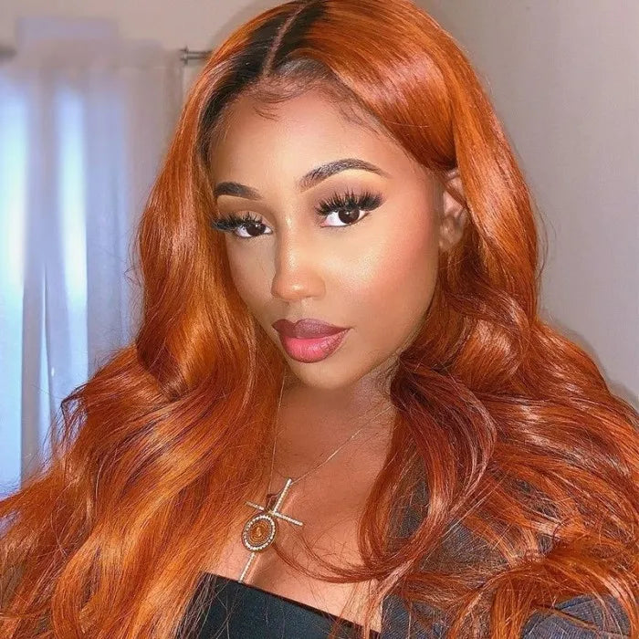 Cinnamon Brunette Loose Wave 13x4 Lace Frontal Wig With Dark Roots