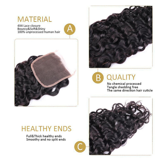 4*4 5*5 6*6 Lace Closure Brazilian Water Virgin Human Hair