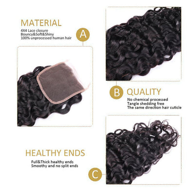 4*4 5*5 6*6 Lace Closure Brazilian Water Virgin Human Hair