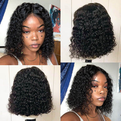 Water Wave Short Bob Wigs Natural Looking Short Wigs Bob Lace Wig