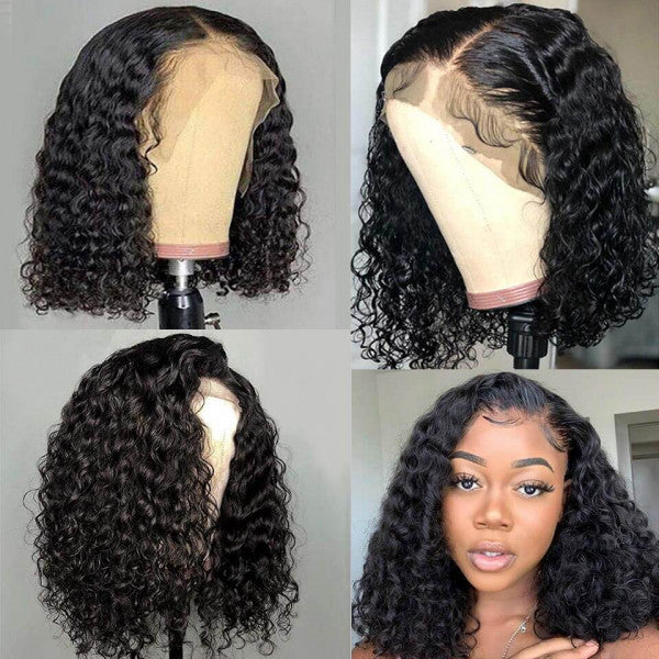 Water Wave Short Bob Wigs Natural Looking Short Wigs Bob Lace Wig