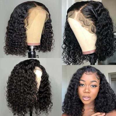 Water Wave Short Bob Wigs Natural Looking Short Wigs Bob Lace Wig
